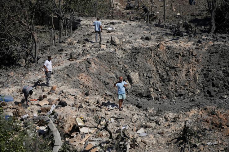 The aftermath of an Israeli air strike on Lebanon.