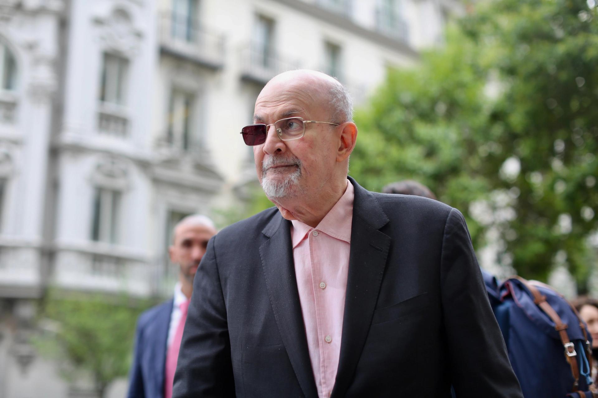 Salman Rushdie presented his book Knife at El Ateneo Library, in Madrid, Spain, on May 20, 2024.