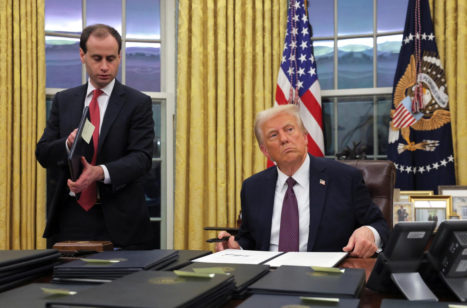 US President Donald Trump in the Oval Office.