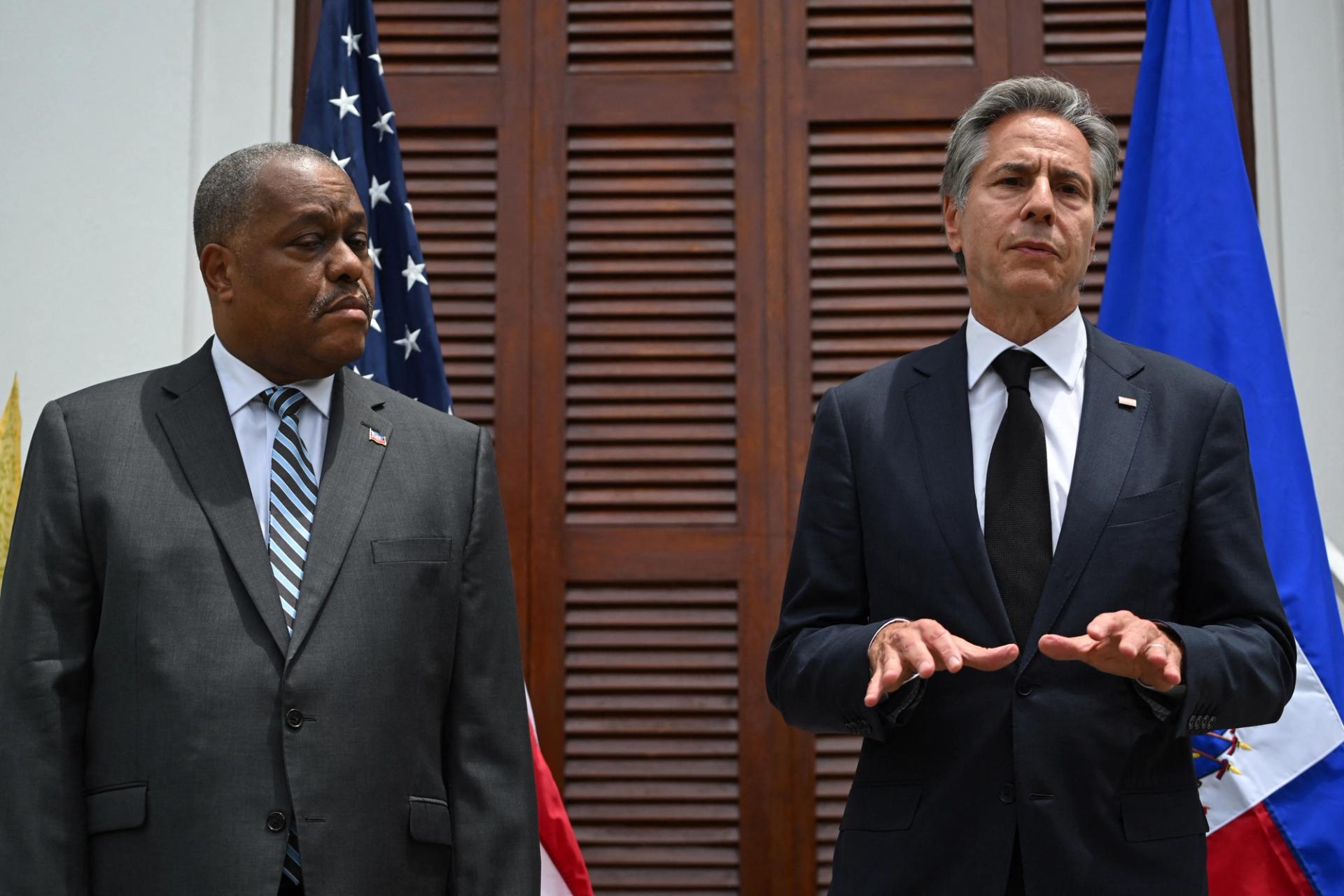 Haitian PM Garry Conille and US Secretary of State Antony Blinken 