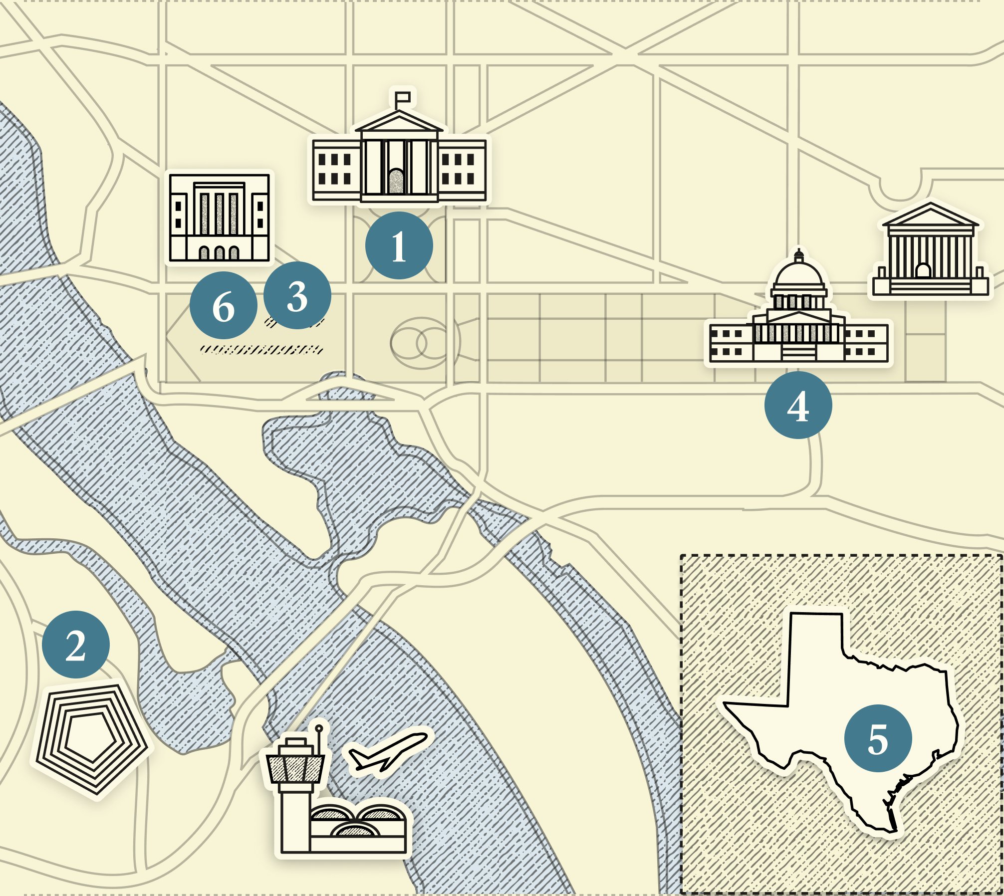 A numbered map of DC.