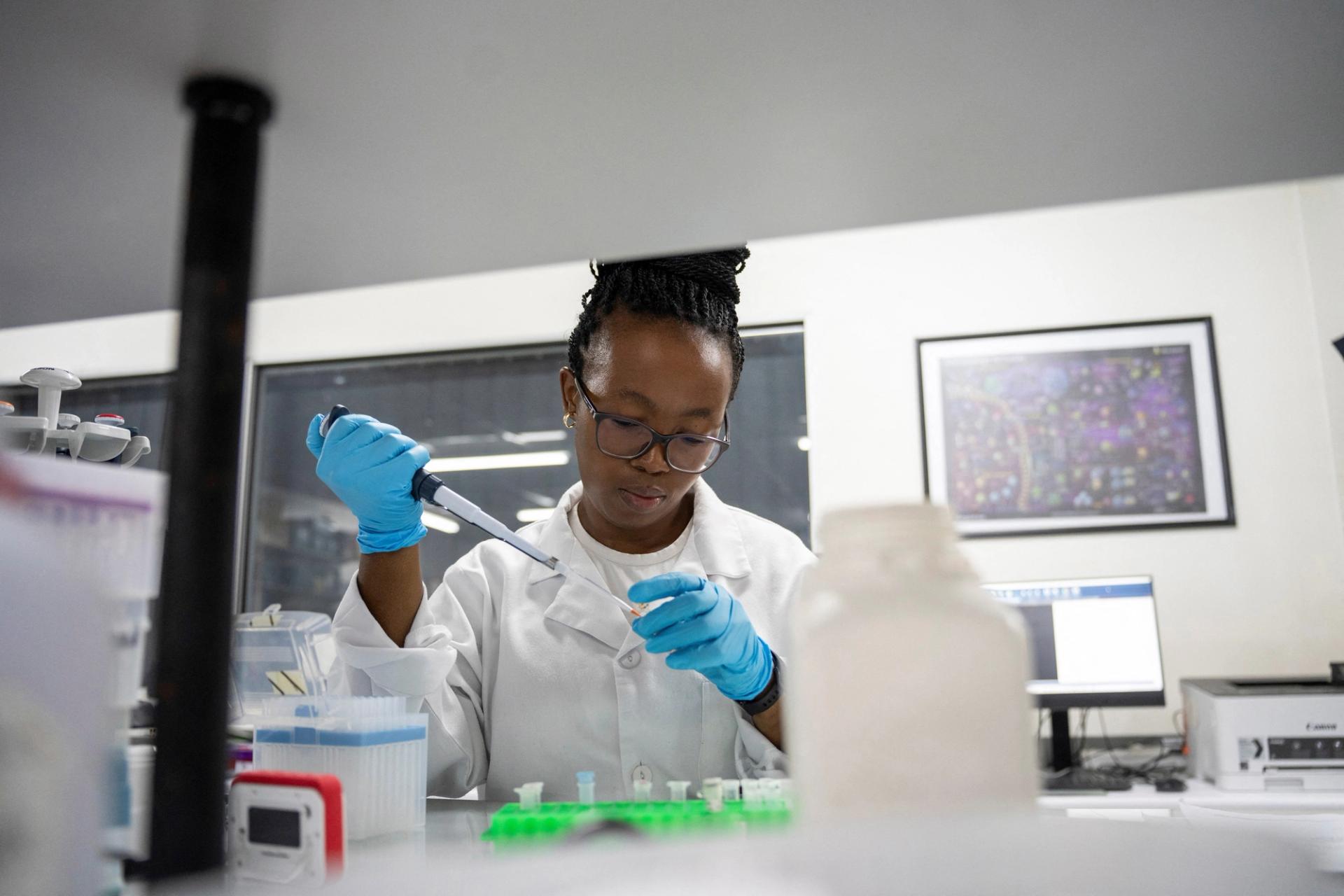 A medical laboratory technician in a research lab in Johannesburg.