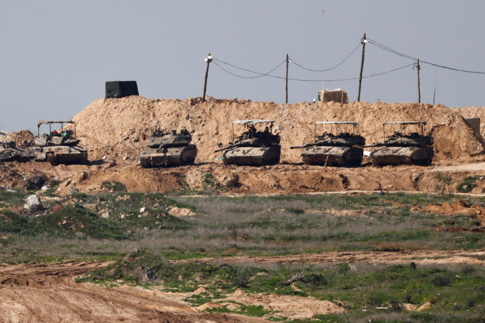 Israeli tanks deployed in Gaza.