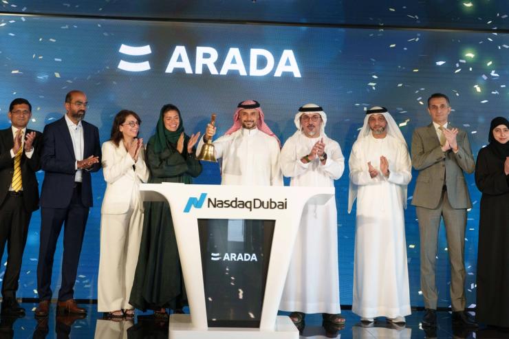Prince Khaled bin Alwaleed bin Talal marks the USD 450 million listing with a bell-ringing ceremony at Nasdaq Dubai.