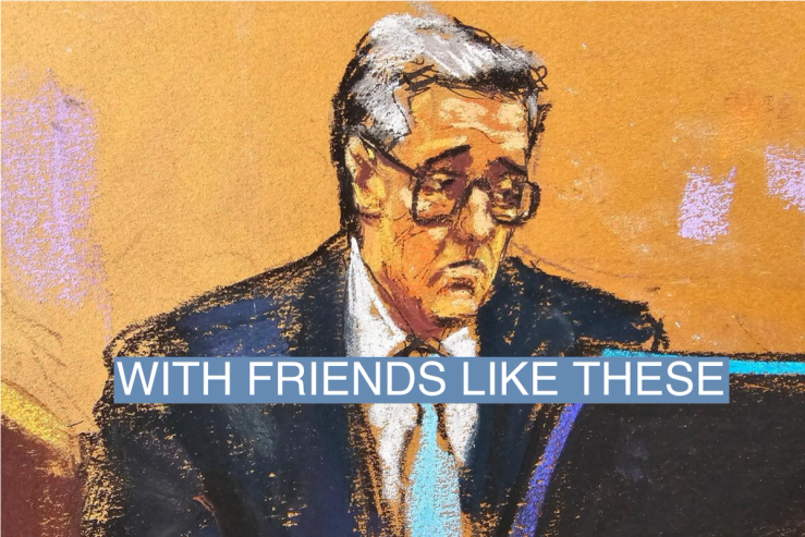 A courtroom sketch shows Michael Cohen being questioned by prosecutor Susan Hoffinger on May 14, 2024.