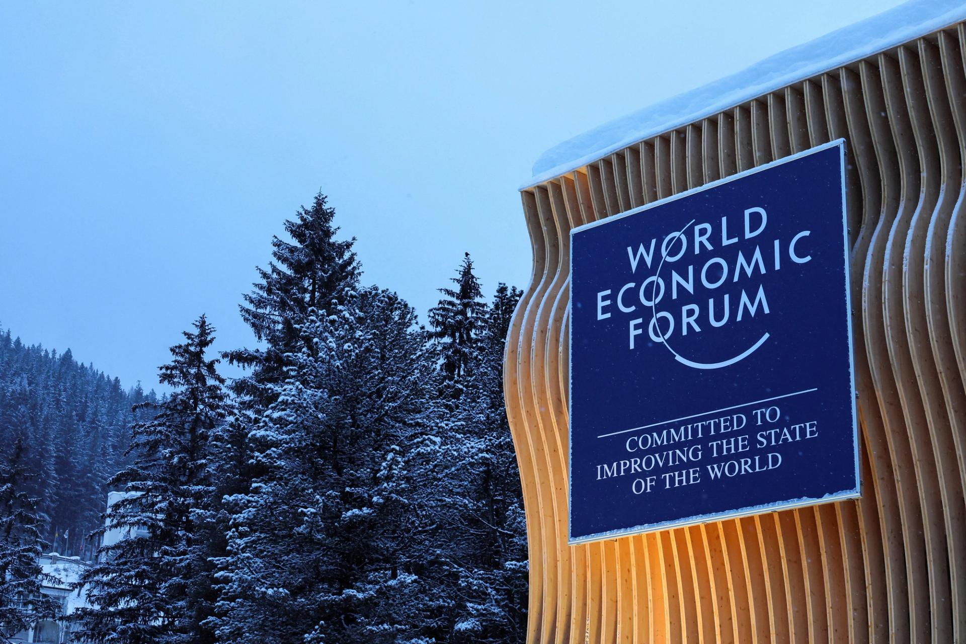 A view of a logo during the 54th annual meeting of the World Economic Forum, in Davos, Switzerland.