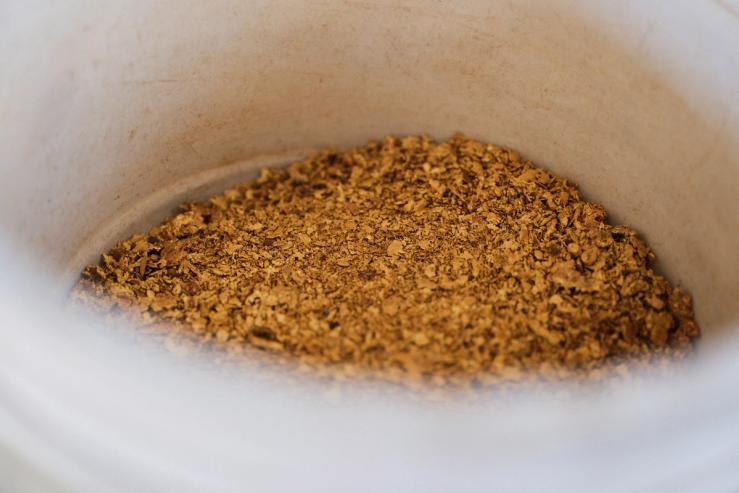 A view of gold nuggets aggregated from small-scale mining, inside a smelting facility in Accra, Ghana.