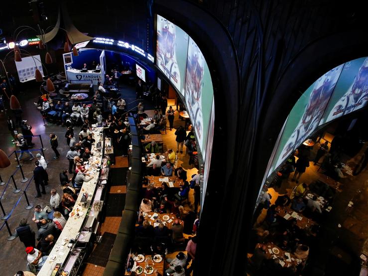 People make bets at the FanDuel sportsbook
