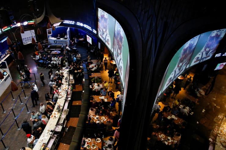 People make bets at the FanDuel sportsbook