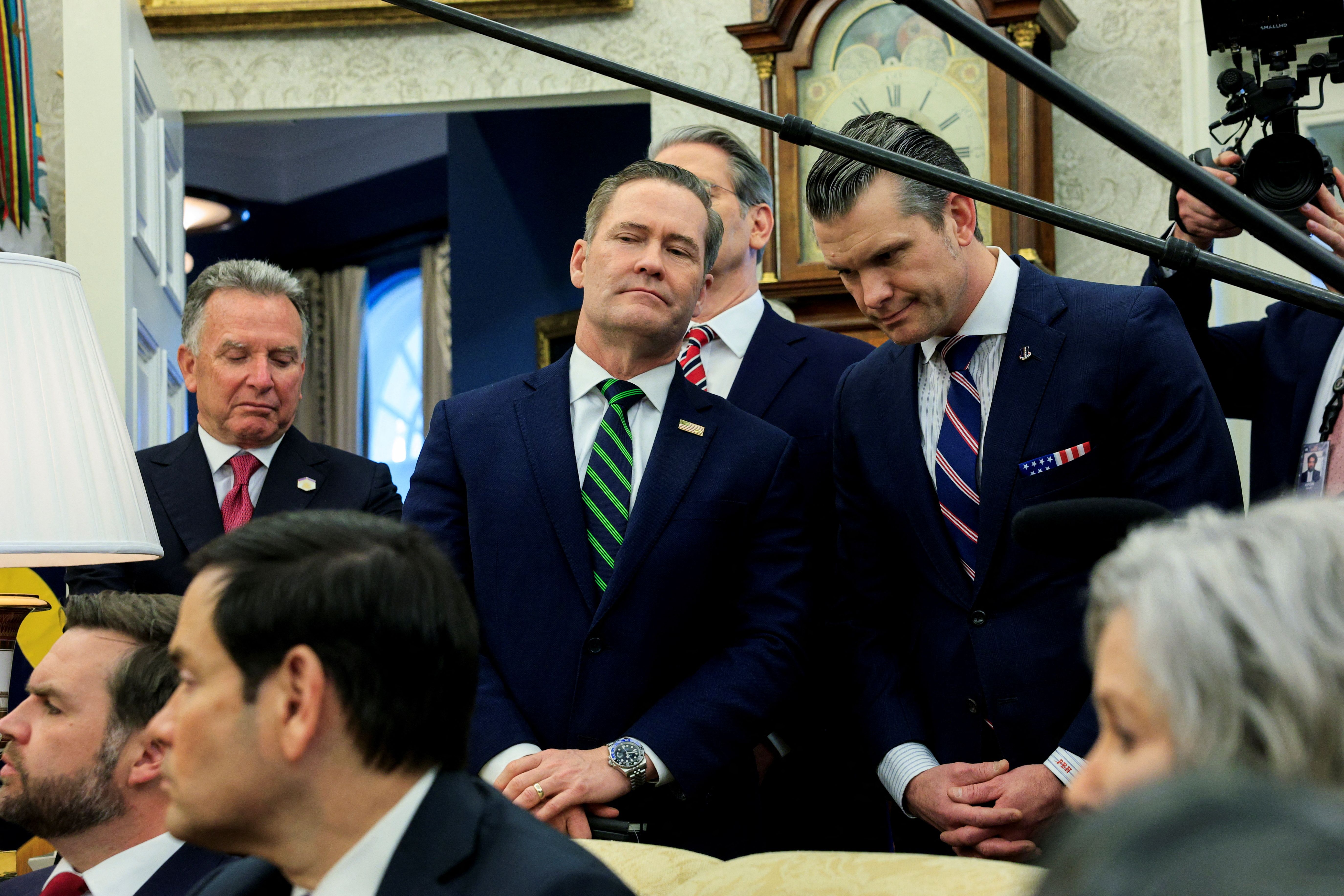 Secretary of Defense Pete Hegseth, National Security Advisor Mike Waltz, Secretary of State Marco Rubio and Vice President JD Vance in the Oval Office.