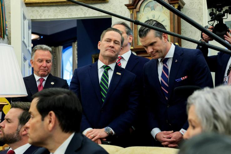 Secretary of Defense Pete Hegseth, National Security Advisor Mike Waltz, Secretary of State Marco Rubio and Vice President JD Vance in the Oval Office.