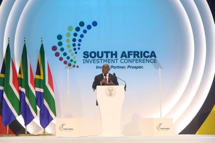 South African President Cyril Ramaphosa at the South Africa Investment Conference on Tuesday.