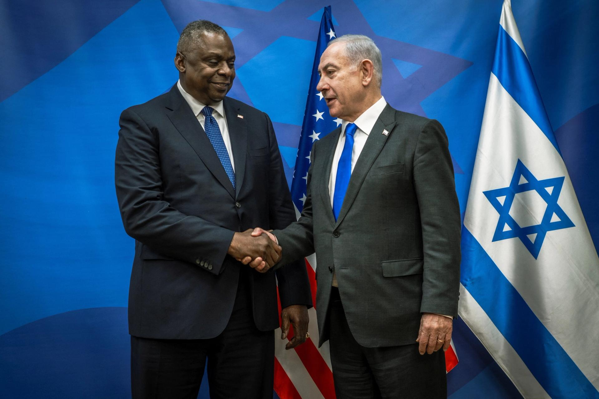 U.S. Secretary of Defense Lloyd Austin meets with Israeli Prime Minister Benjamin Netanyahu.