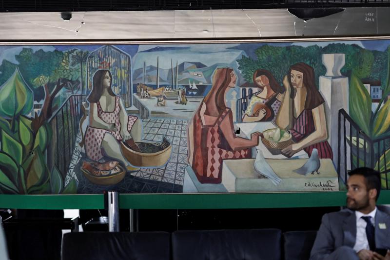Art work by Brazilian painter Di Cavalcanti is damaged, after the supporters of Brazil’s former President Jair Bolsonaro participated in an anti-democratic riot at Planalto Palace.