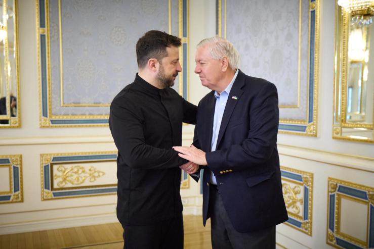 Ukrainian President Volodymyr Zelenskyy meets with Sen. Lindsey Graham, R-S.C.
