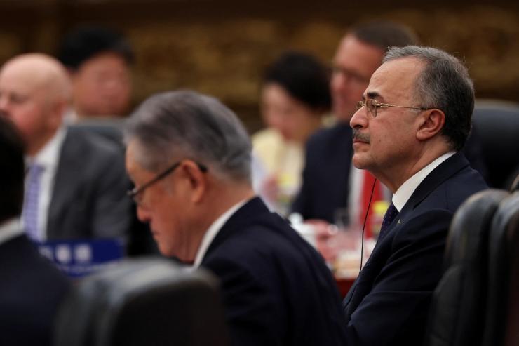 Aramco CEO Amin H. Nasser attends a meeting with Chinese President Xi Jinping (not pictured).