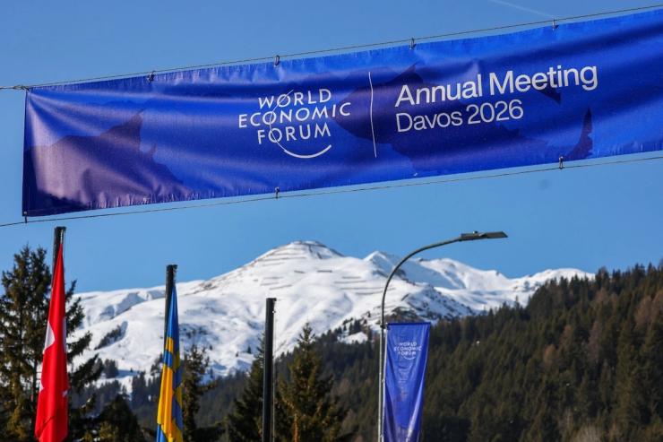 A WEF sign in Davos.