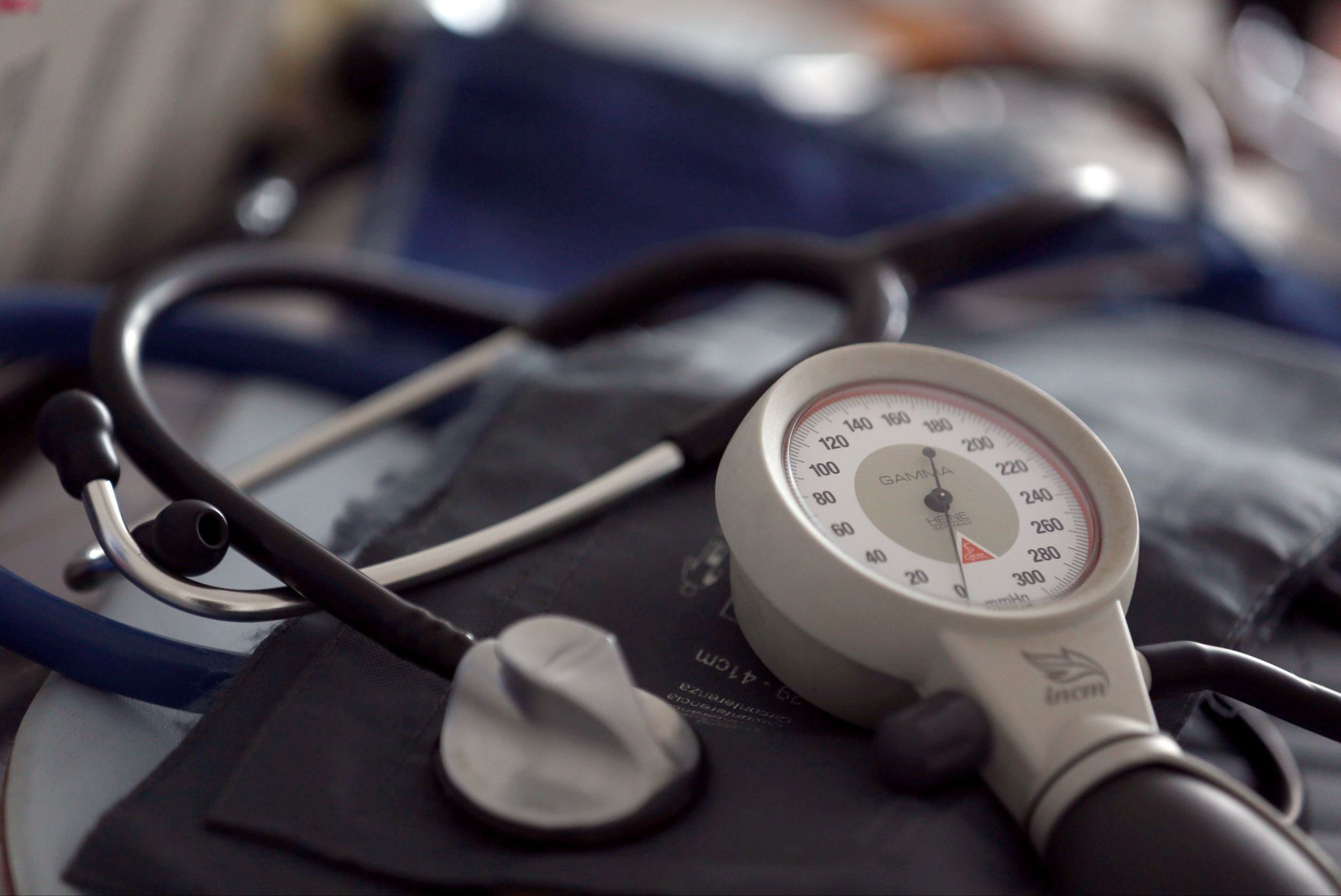  A  photo illustration shows a stethoscope and blood-pressure machine in Bordeaux.