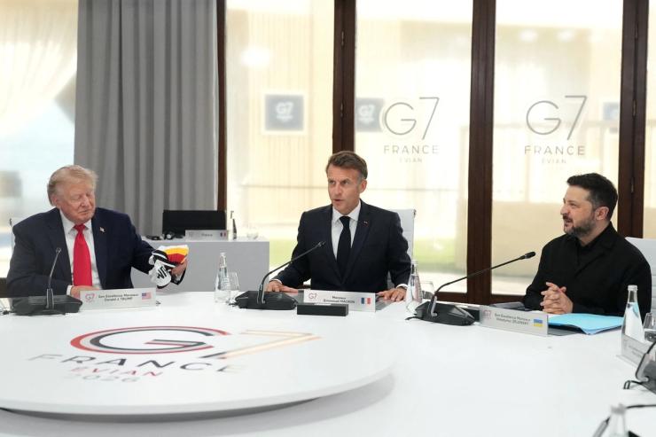 Trump, Macron, and Zelenskyy at the G7.