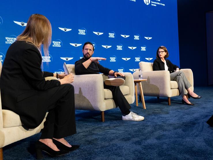 Navan CEO Ariel Cohen and Expedia CEO Ariel Gorin speaking at Semafor World Economy 2026.