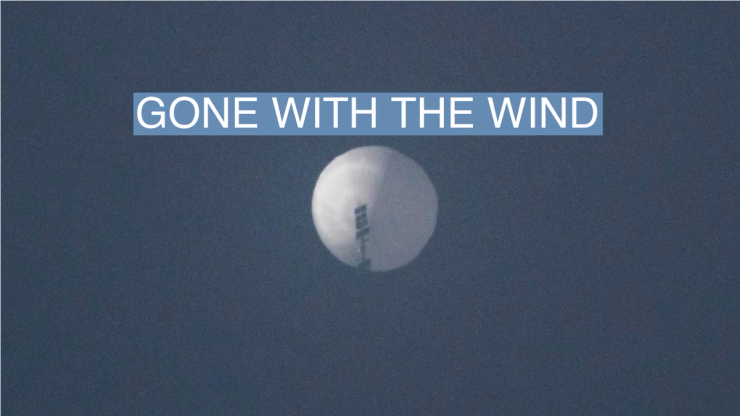 A U.S. Air Force pilot looks down at the suspected Chinese surveillance balloon as it hovered over the Central Continental United States on Feb. 3, 2023.