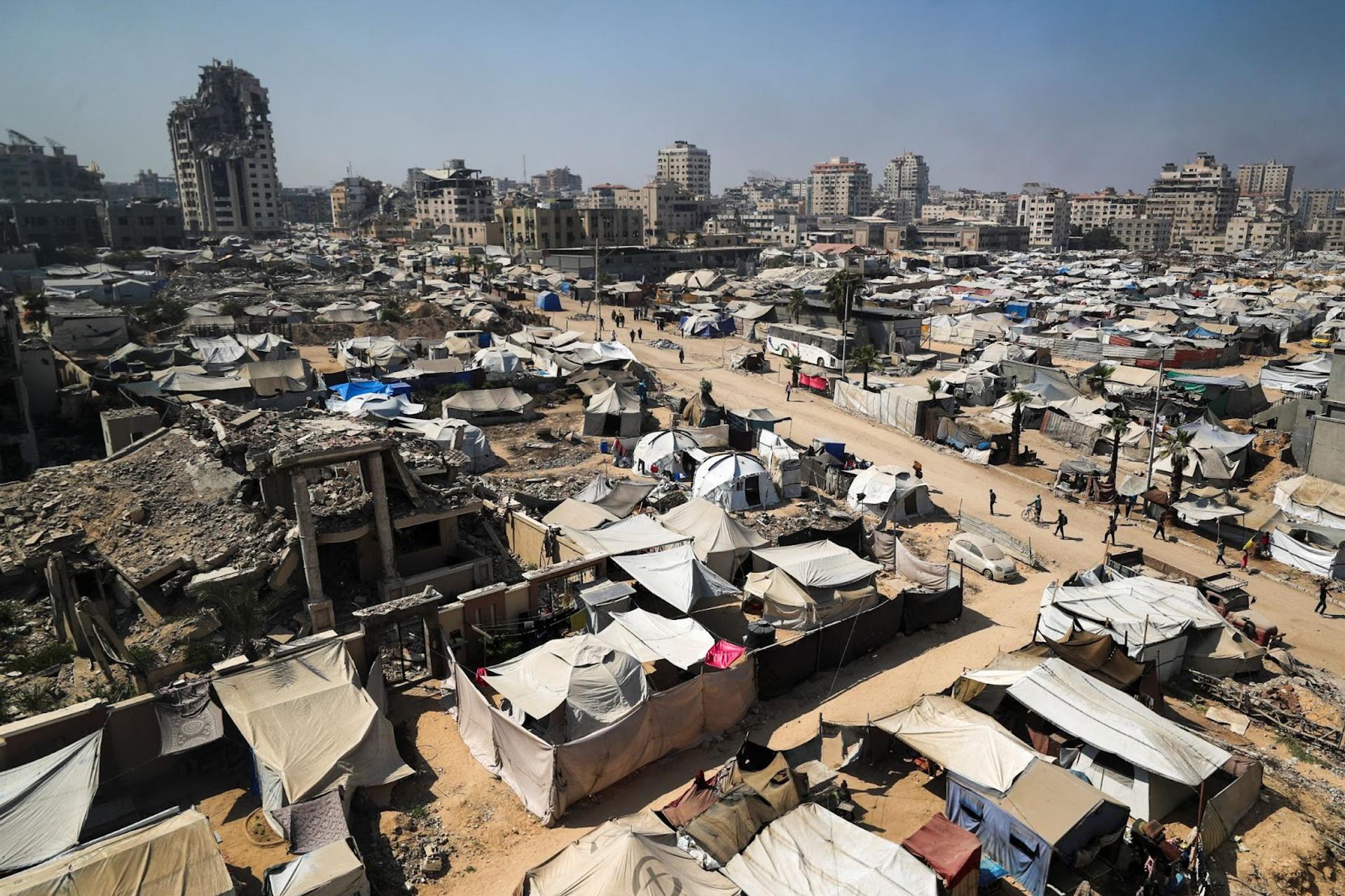 Gaza tent city aerial view.