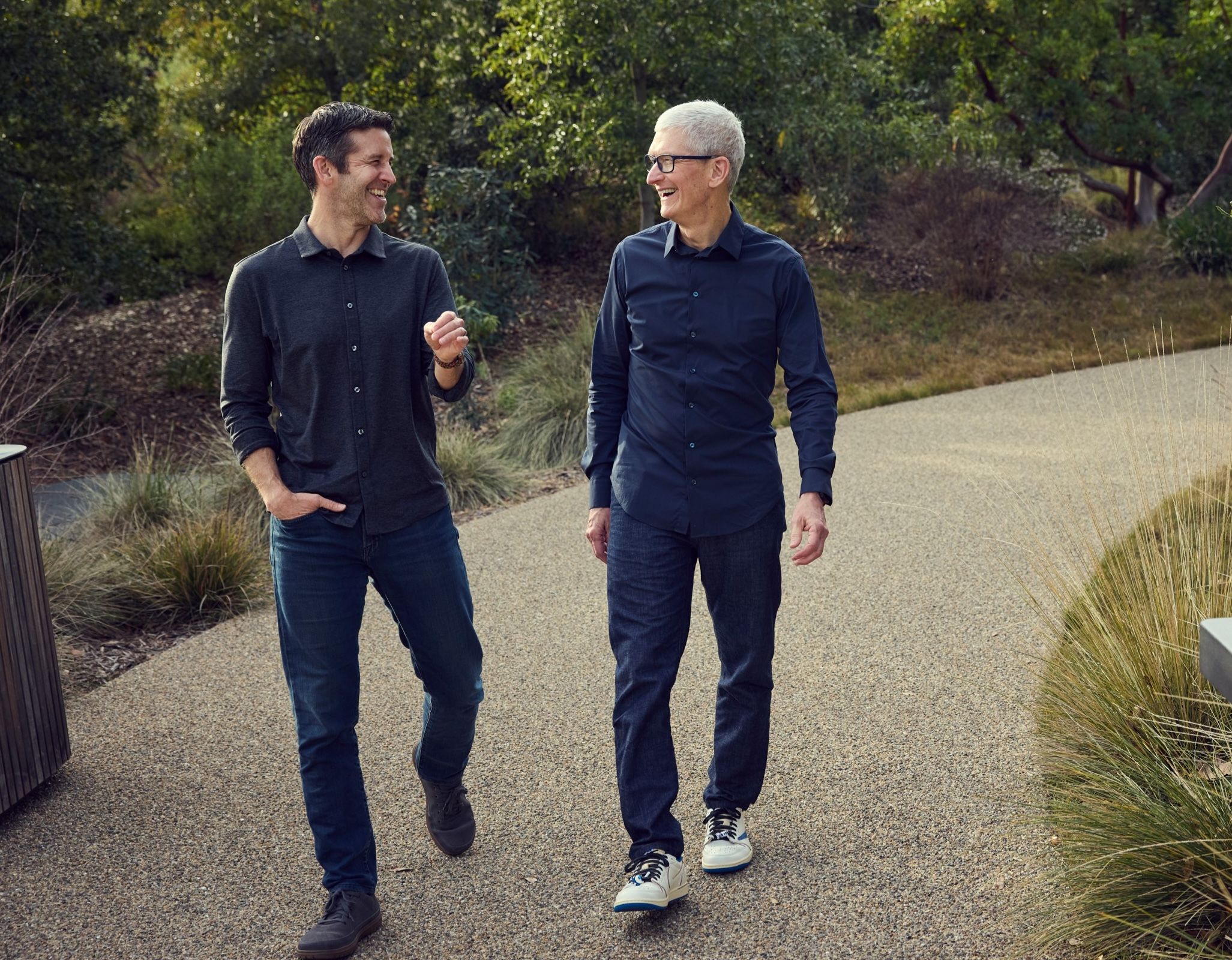 John Ternus and Tim Cook taking a walk