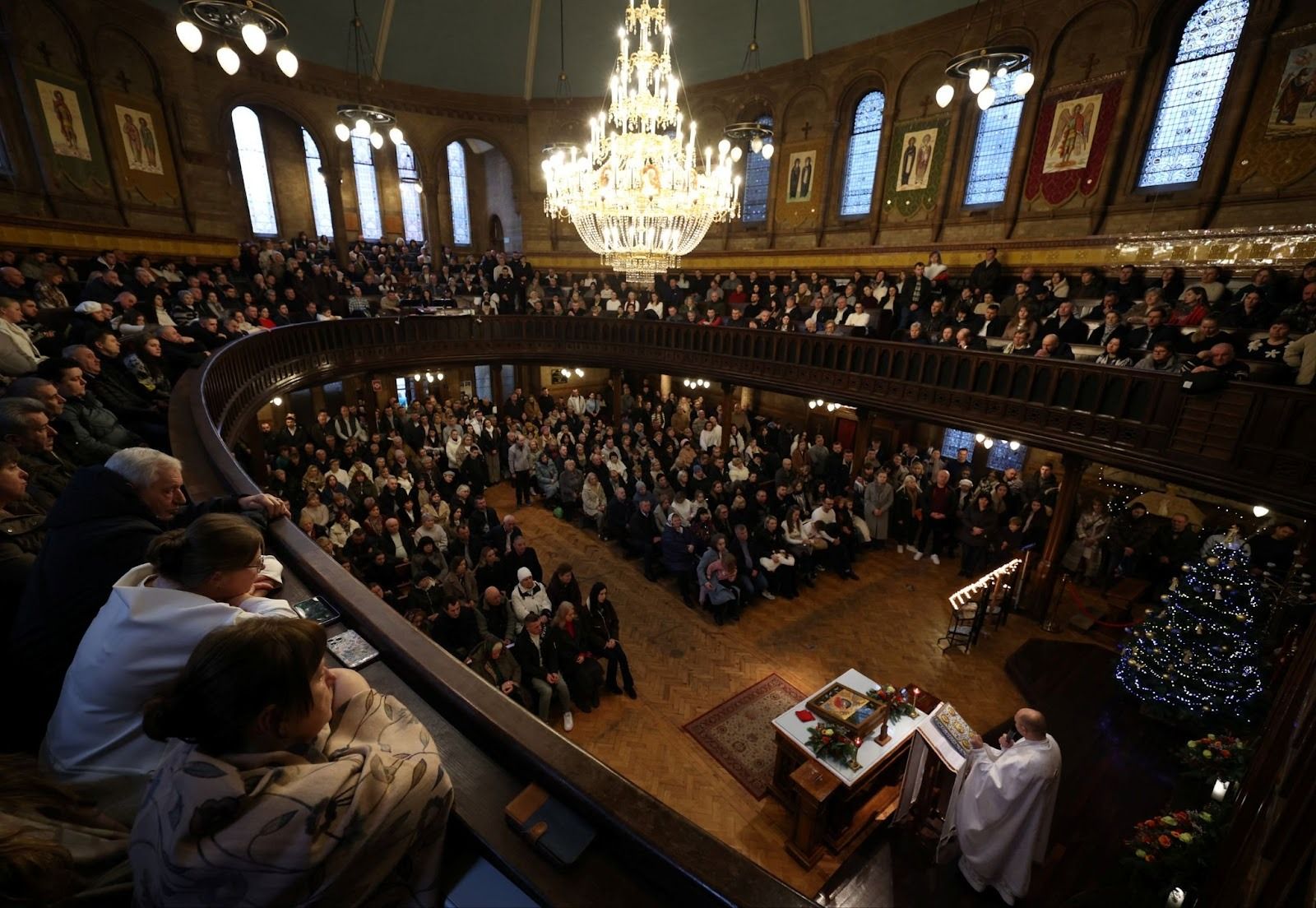 Worshipers at a church in London.