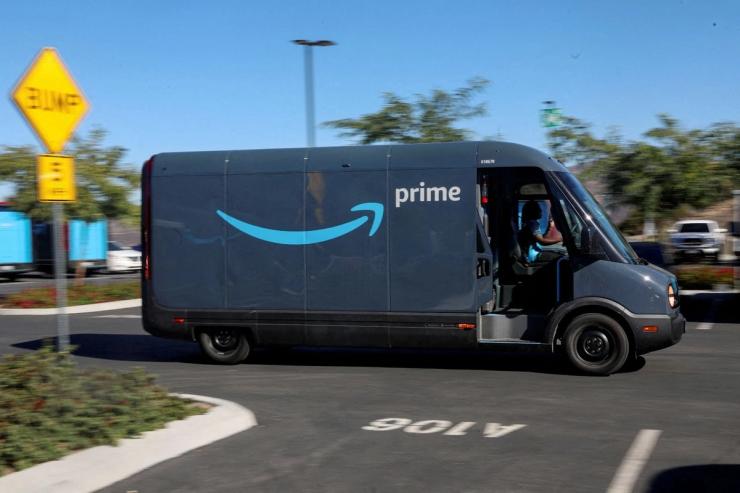 An Amazon delivery truck.