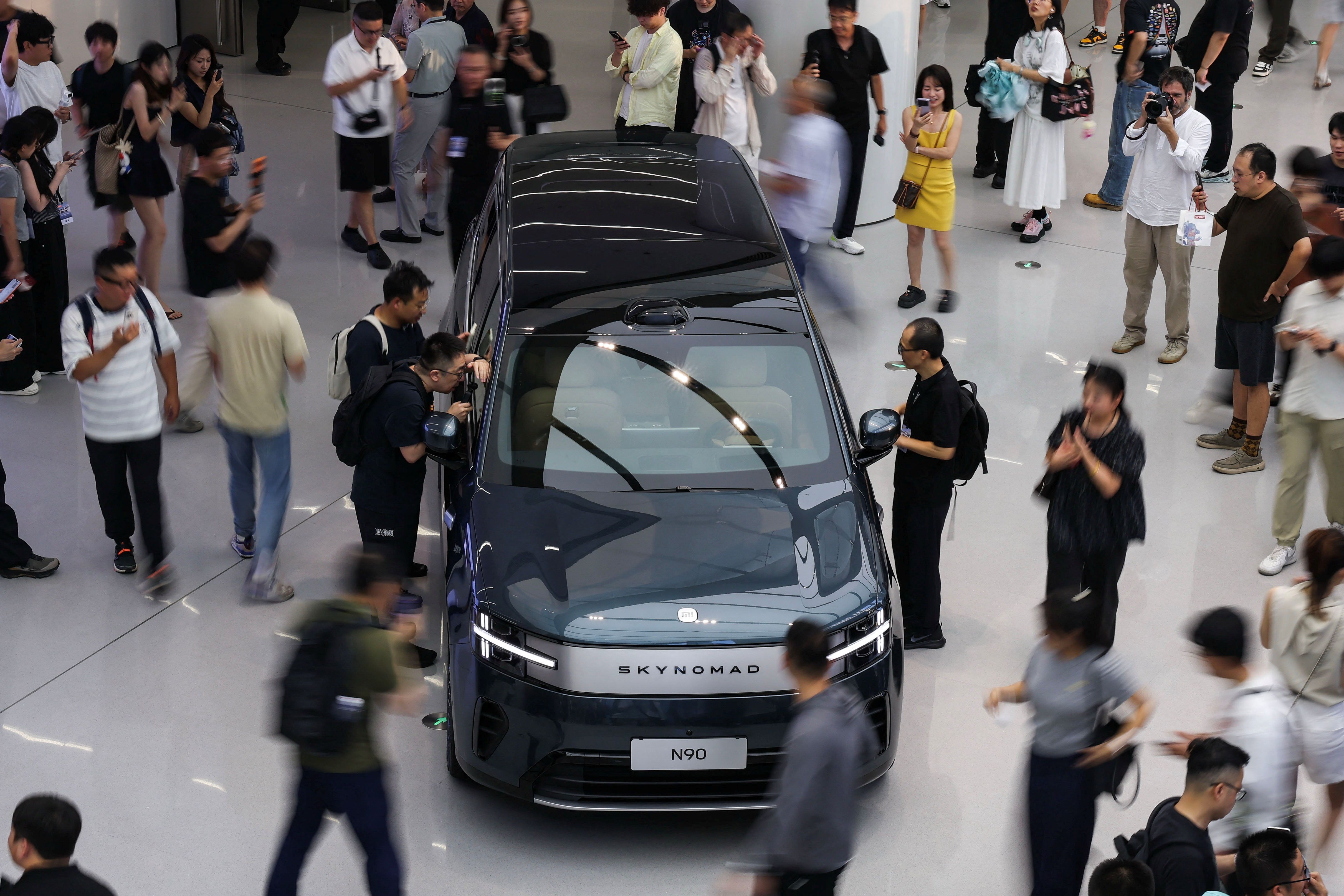 A Xiaomi SkyNomad N90 Max EREV car on display in Beijing, China