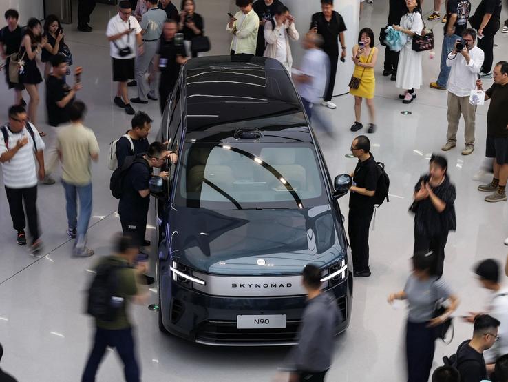 A Xiaomi SkyNomad N90 Max EREV car on display in Beijing, China