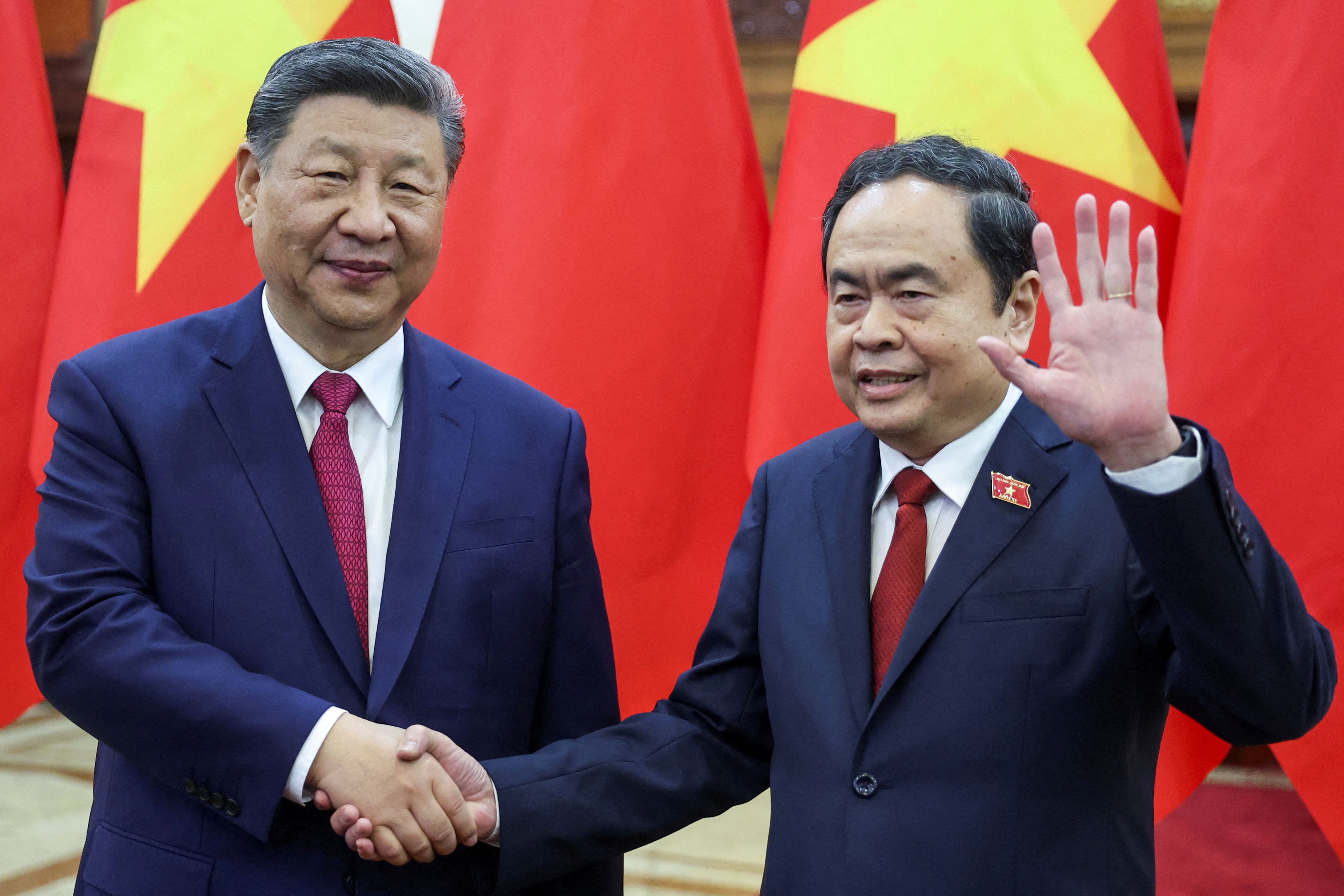 Chinese leader Xi Jinping meets Vietnam’s National Assembly Chairman Tran Thanh Man in Hanoi