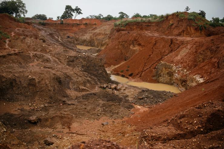 A general view of a small scale open pit copper and manganese mine in Serenje, Zambia.