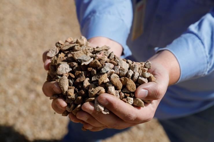 Crushed ore at a rare earth mine in California.