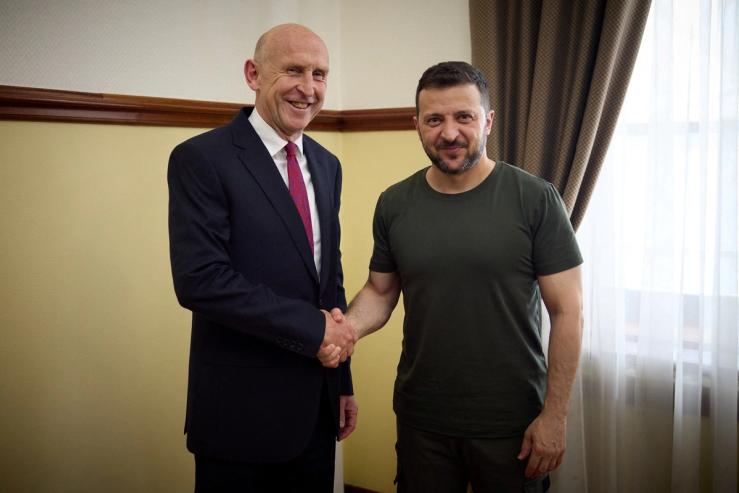 Britain’s defense secretary John Healey meets  Ukraine’s Volodymyr Zelenskyy