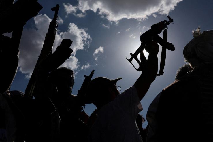 Houthi supporters demonstrate in solidarity with Iran, amid a two-week ceasefire between U.S. and Iran, in Sanaa