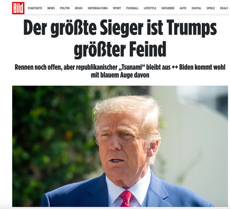 A screenshot from German tabloid Bild