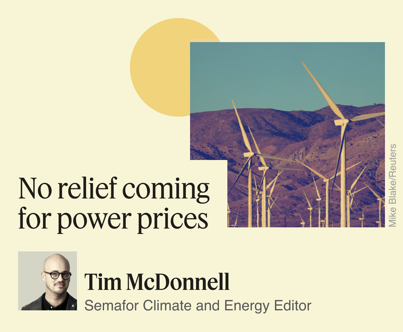 A graphic saying ‘No relief coming for power prices.’ 