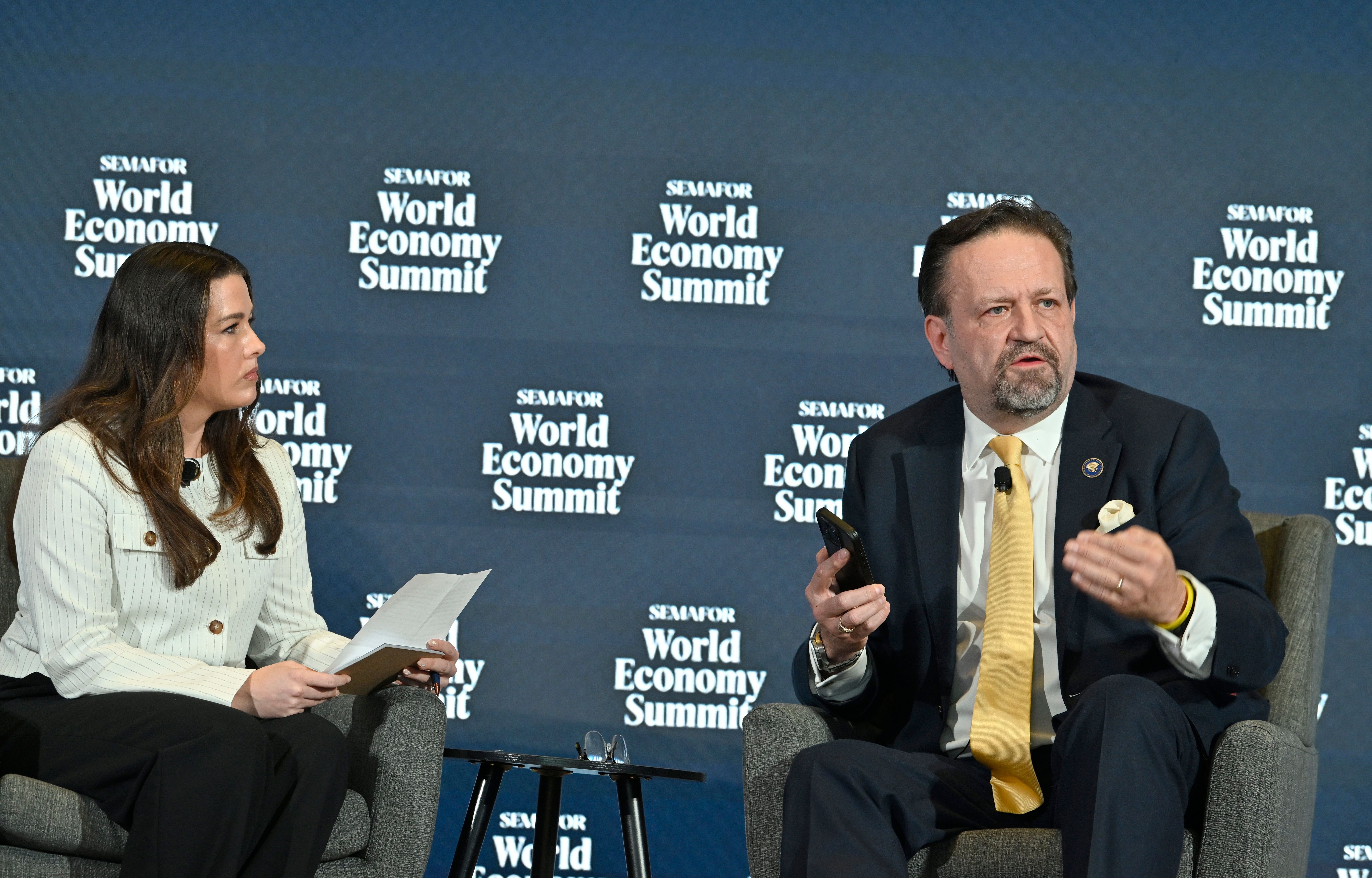 Semafor’s Shelby Talcott and White House adviser Sebastian Gorka.