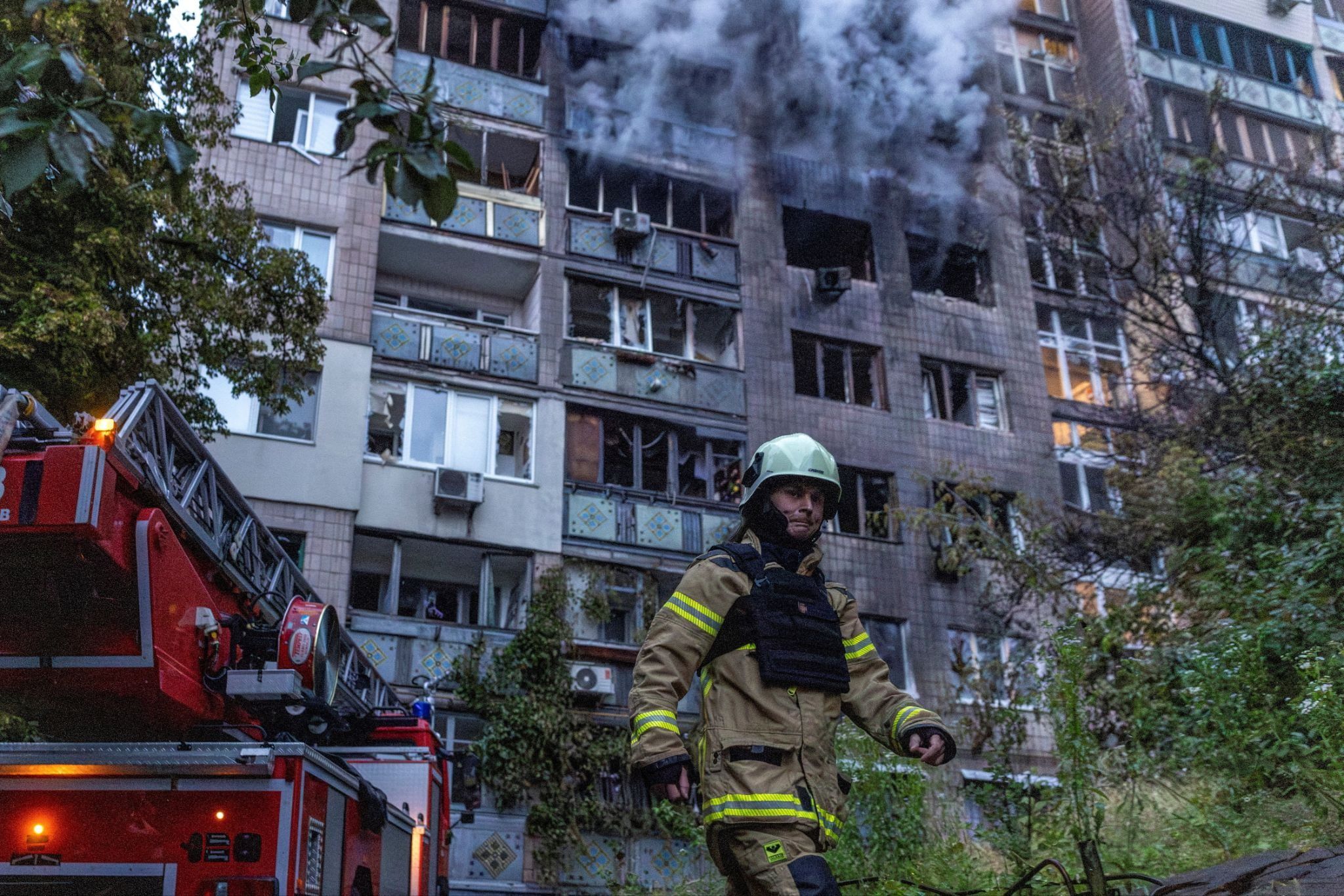 The aftermath of a Russian strike on Ukraine. 