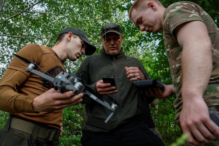 Ukrainian military drone operators