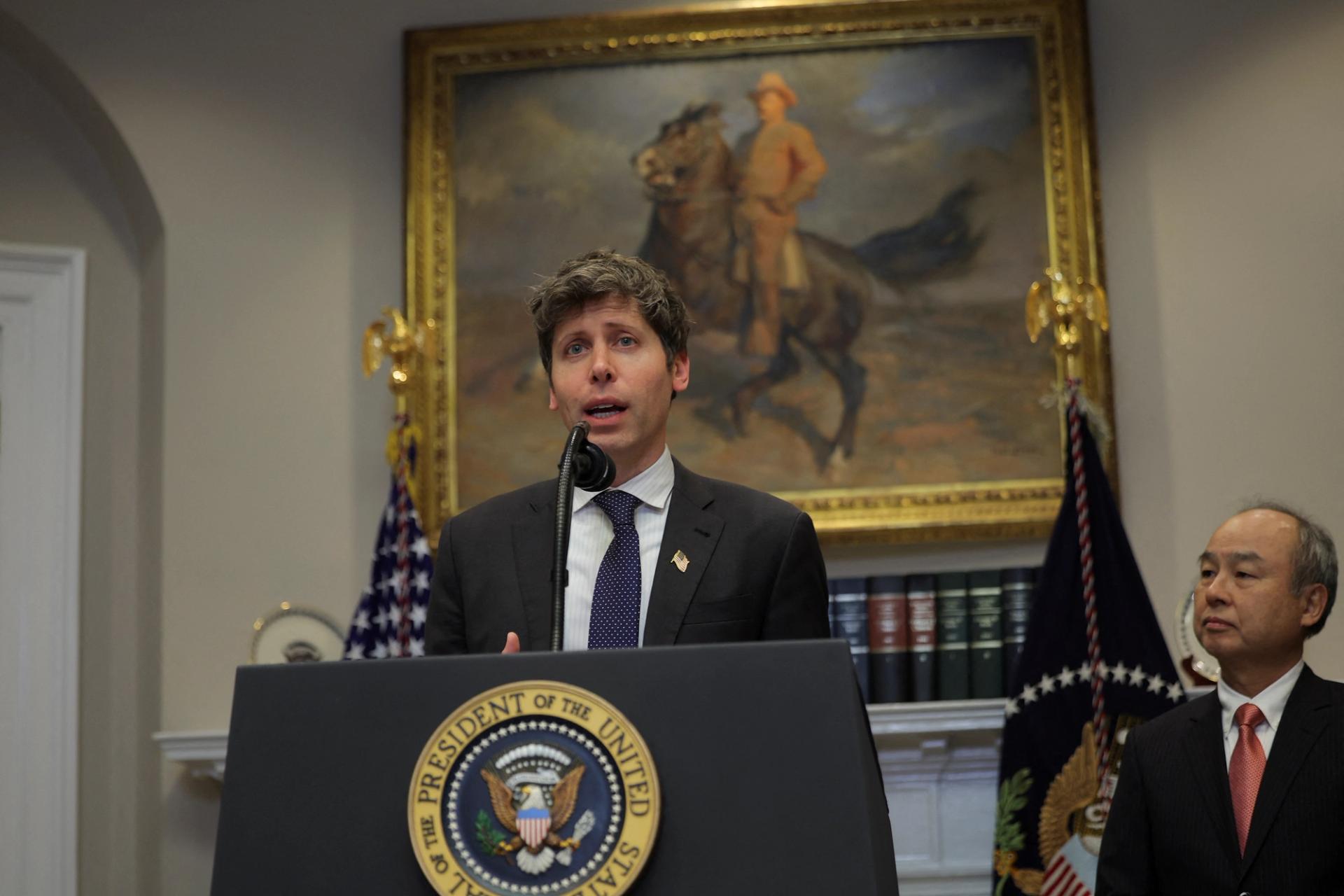 OpenAI CEO Sam Altman speaks at the White House.