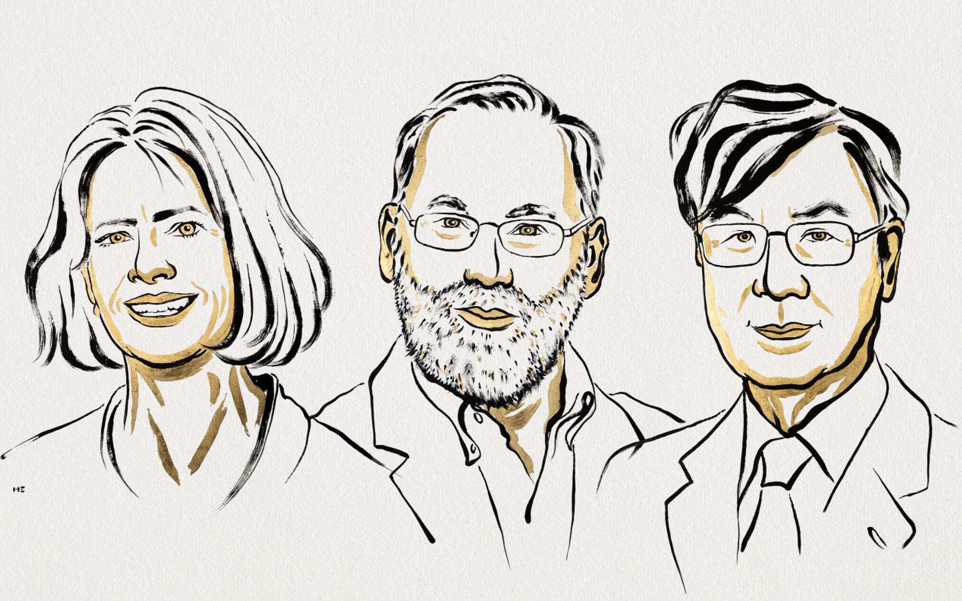 An illustration of the Nobel winners. 