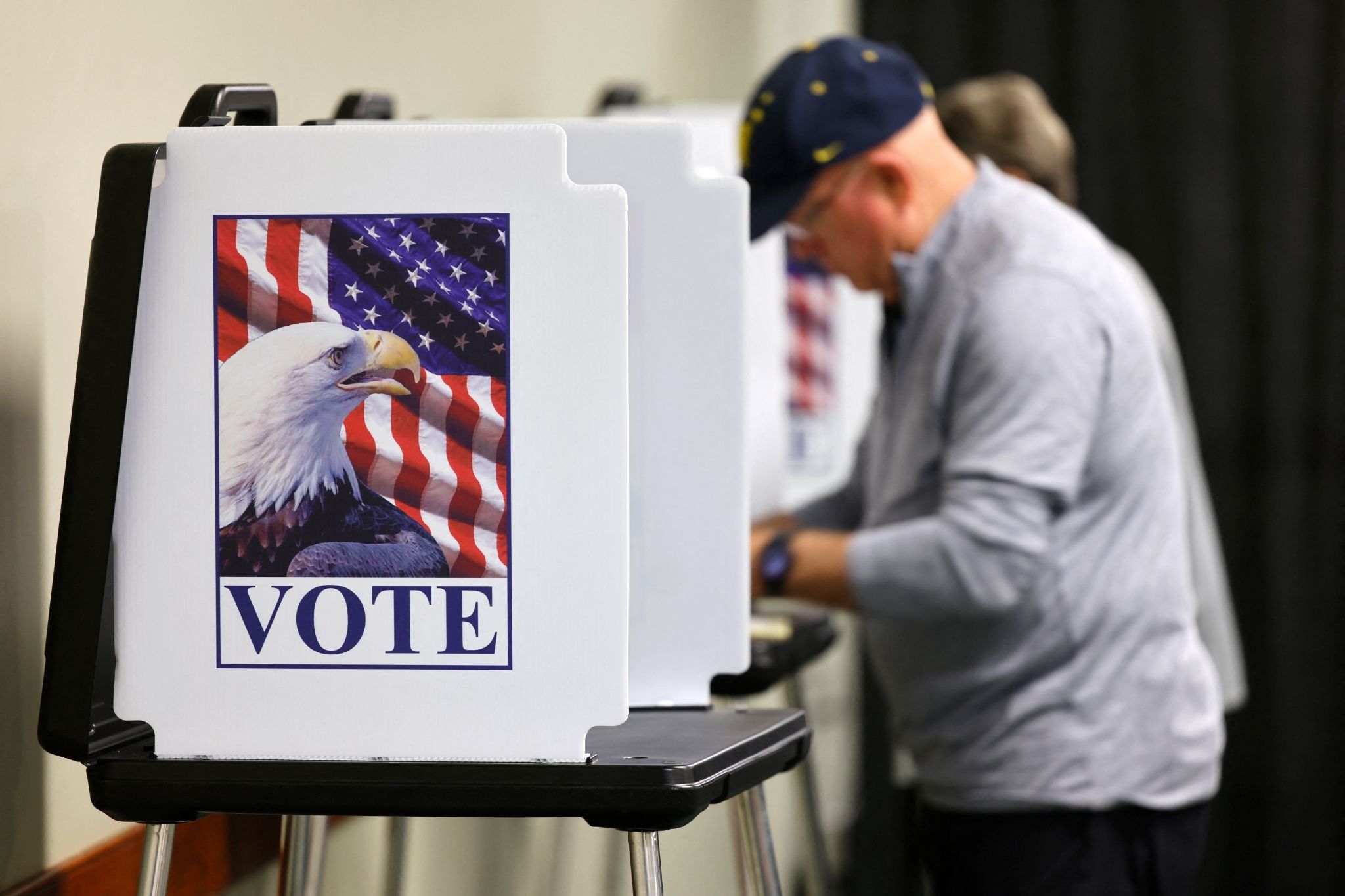 Citizens mark their ballots at an early voting site in North Carolina. 