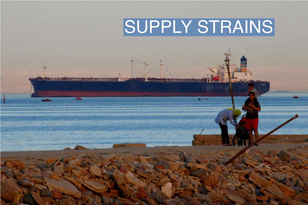 People walk on the beach as a container ship crosses the Gulf of Suez towards the Red Sea before entering the Suez Canal, in El Ain El Sokhna in Suez, east of Cairo, Egypt April 24, 2017. Picture taken April 24, 2017. REUTERS/Amr Abdallah Dalsh//File Photo