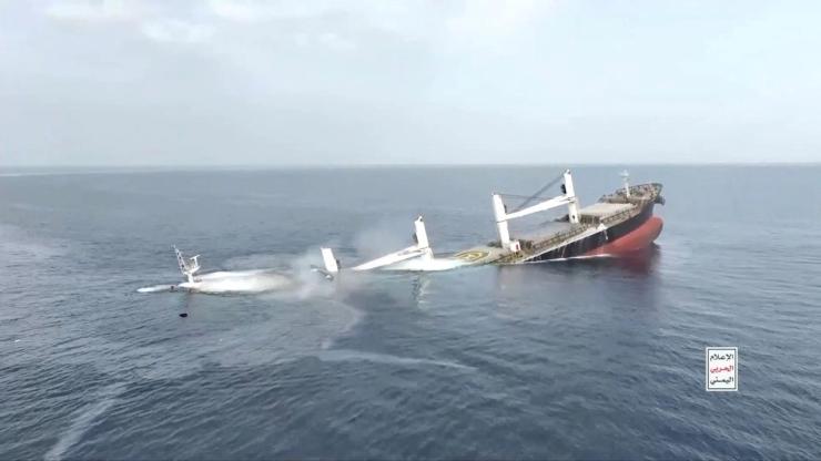 The sinking of a cargo ship allegedly hit by Houthi militants