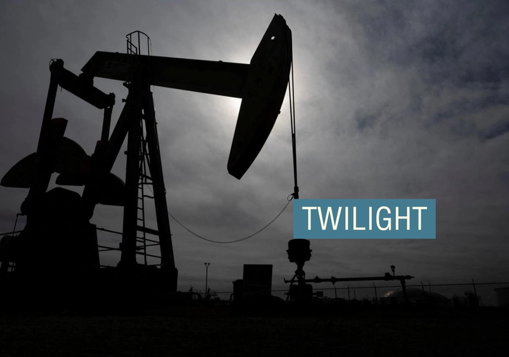 A pump jack operates near a crude oil reserve in the Permian Basin oil field near Midland, Texas,