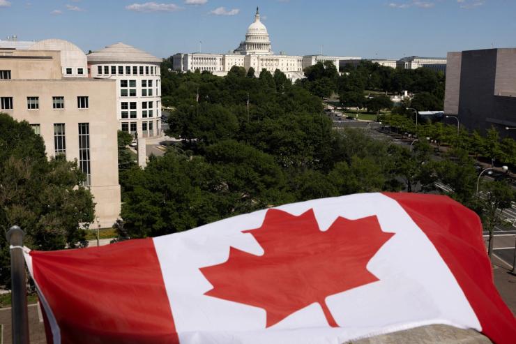 Canadian flag flies over Washington DC, US