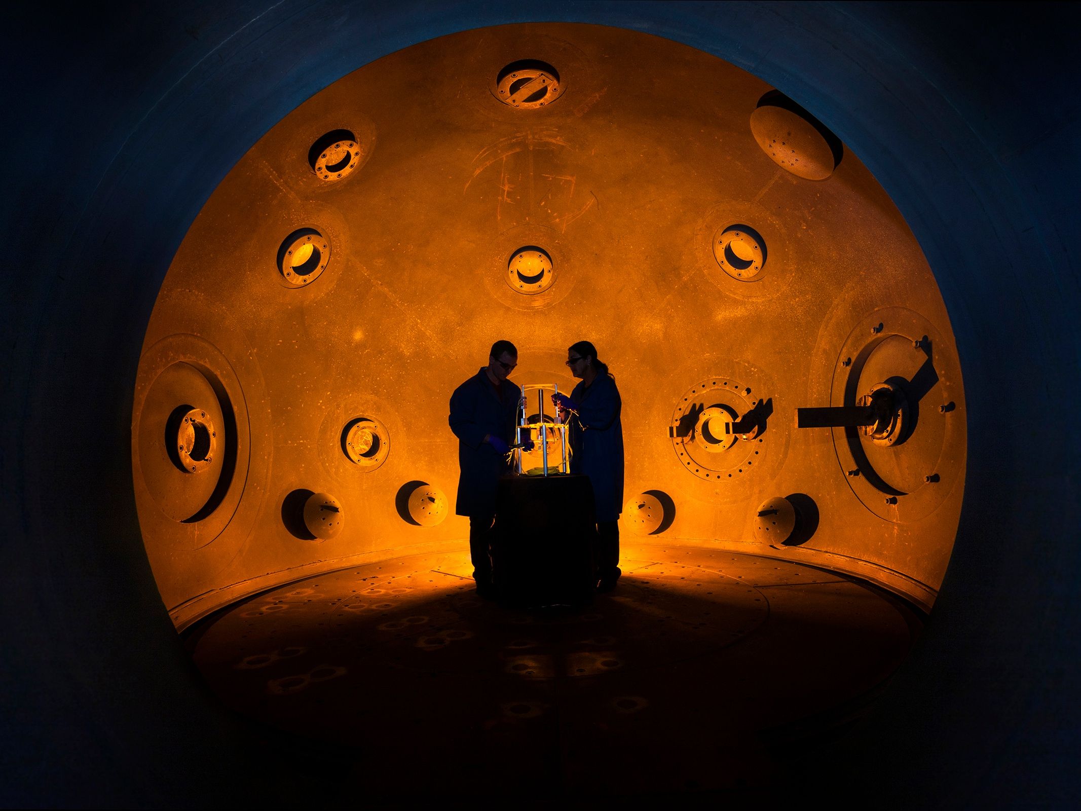 Workers in a firing tank