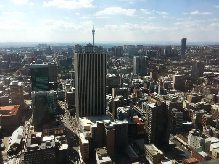 Johannesburg skyline.